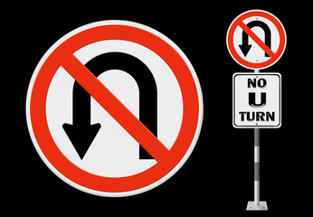 No U-turn road sign