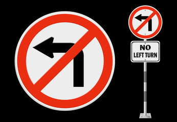 No left turn road sign