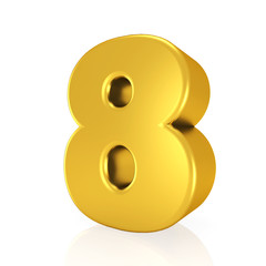 golden number 8  isolated on a white background