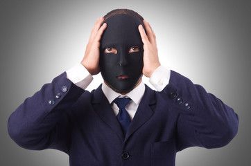 Man with mask isolated on white