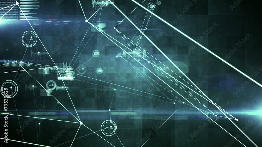 Poster connecting lines on black background