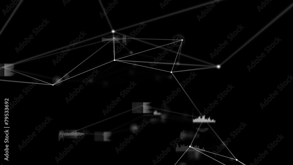 Poster connecting lines on black background