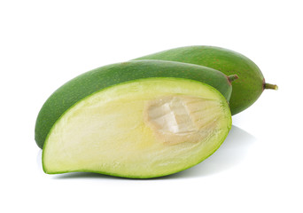 green mango on white background