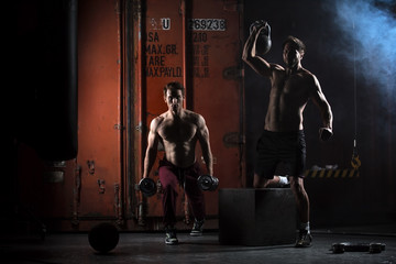 Two beautiful athlete train.