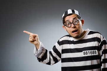 Prison inmate in funny concept