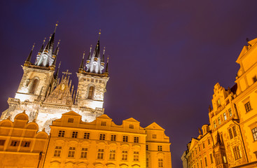 Fototapeta na wymiar Towers at the old town square in Prague