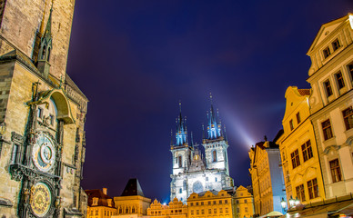 Fototapeta premium Towers at the old town square in Prague