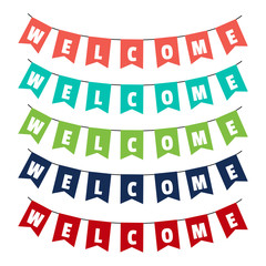 Word of welcome to the party flags.