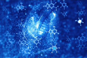 DNA molecules on the beautiful backdrop