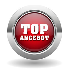 Roter top Angebot Button mit metal Rand