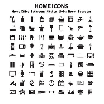 Furniture and home decor icon set