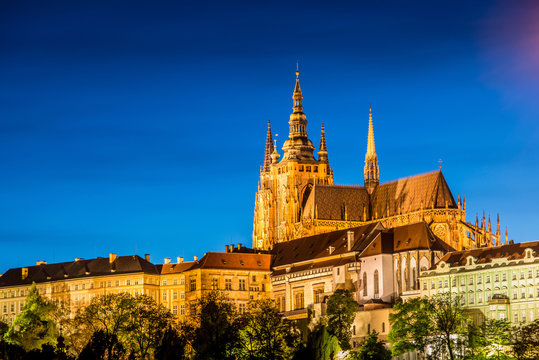 Prague castle during evening hours