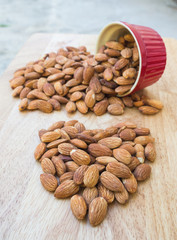 A cup of dried almonds for healthy