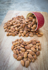 A cup of dried almonds for healthy