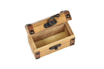 Wood coffer isolate on white.