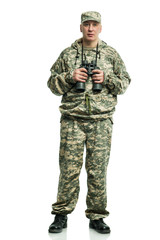 Fototapeta premium Soldier with binoculars