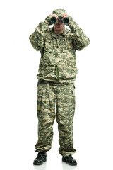 Soldier with binoculars
