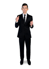 Obraz premium Business man presenting something