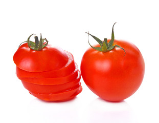 Tomato with  isolated on white background