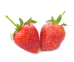 Fresh ripe strawberries on white background