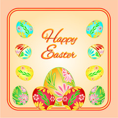 Frame  with Easter eggs spring vector