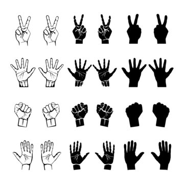 hands gestures icons set isolated vector illustration