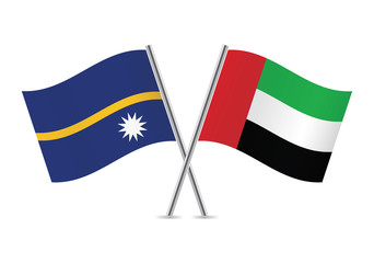 United Arab Emirates and Nauru flags. Vector illustration.