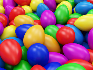 Heap of Colorful Easter Eggs Abstract Background
