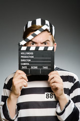 Prison inmate in funny concept