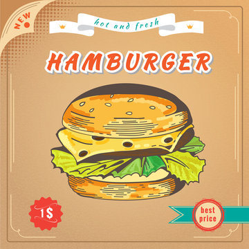 Fast food image. Hamburger banner
