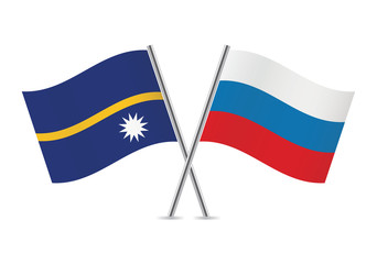 Russian and Nauru flags. Vector illustration.