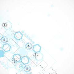 Abstract blue hexagon futuristic background for design works