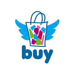 vector logo package goods with wings