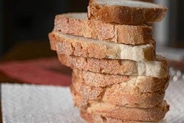 Slices of bread stacked