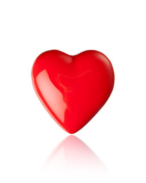 red heart glossy shape, isolated on white