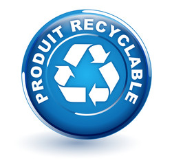 produit recyclable sur bouton bleu