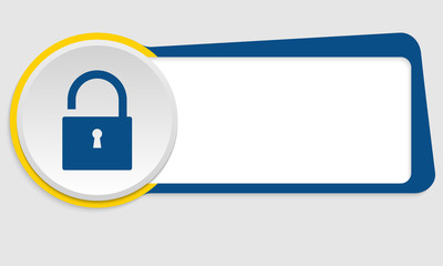 blue abstract frame for text and padlock