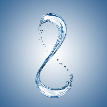 water splash in shape of number 8 on blue