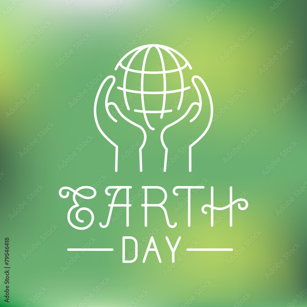 Poster vector earth day logo in linear style