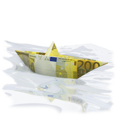 Papierschiffchen mit 200 Euro