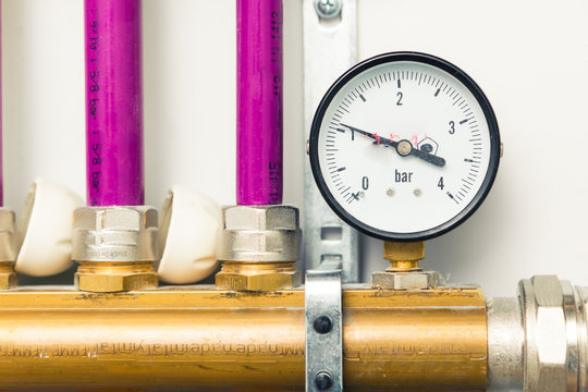 pressure gauge indicator in boiler-room