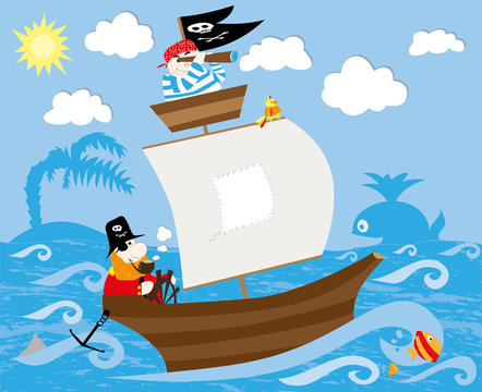 Pirates ship  / vectors illustration for children