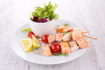 fish barbecue and salad