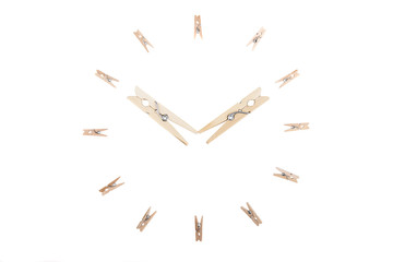wooden clothespins clock