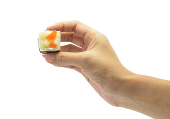 hand hold sushi