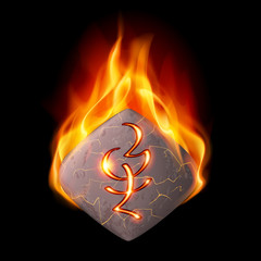 Burning stone with magic rune