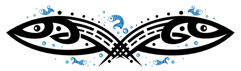 Tribal mit Fischen. Für Fans von Aquaristik. Tattoo.