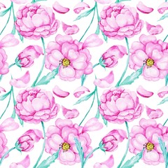 Watercolor pattern with wild roses