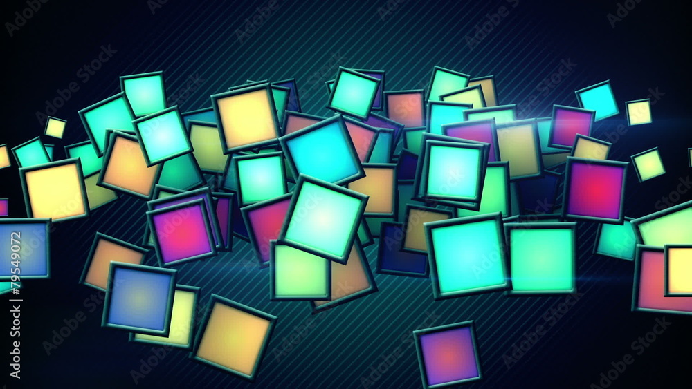 Poster glowing colorful squars techno loop background