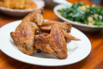 deep fried chicken wings, delicious food